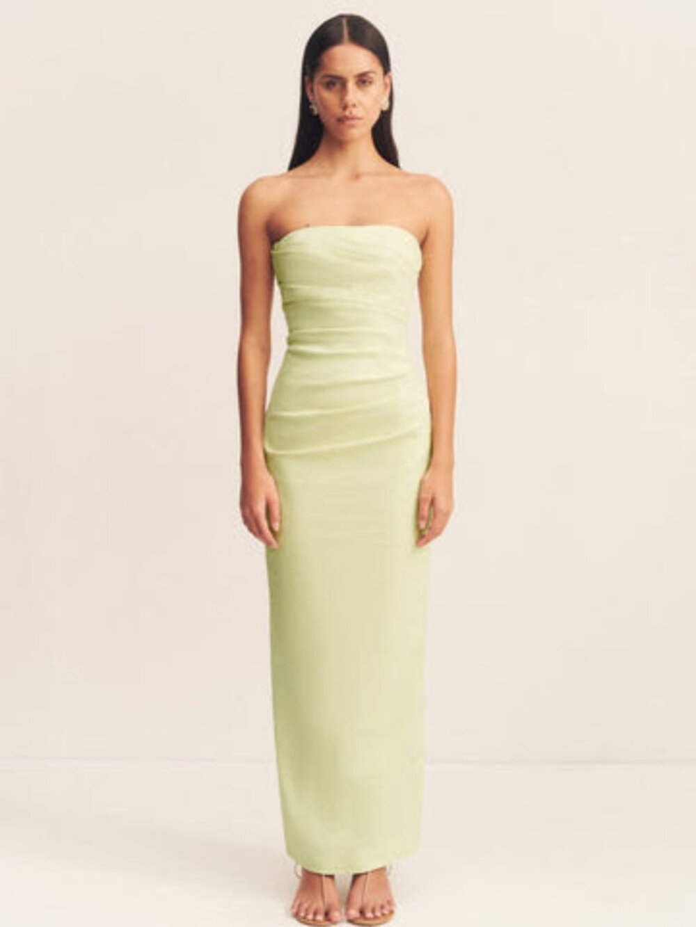 NEVER WORN - Shona Joy LANI STRAPLESS DRAPED MAXI DRESS Color: Pistachio US 4